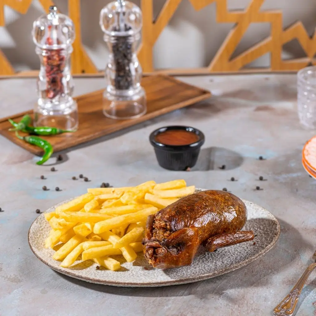 Stuffed Pigeon with Plain Rice